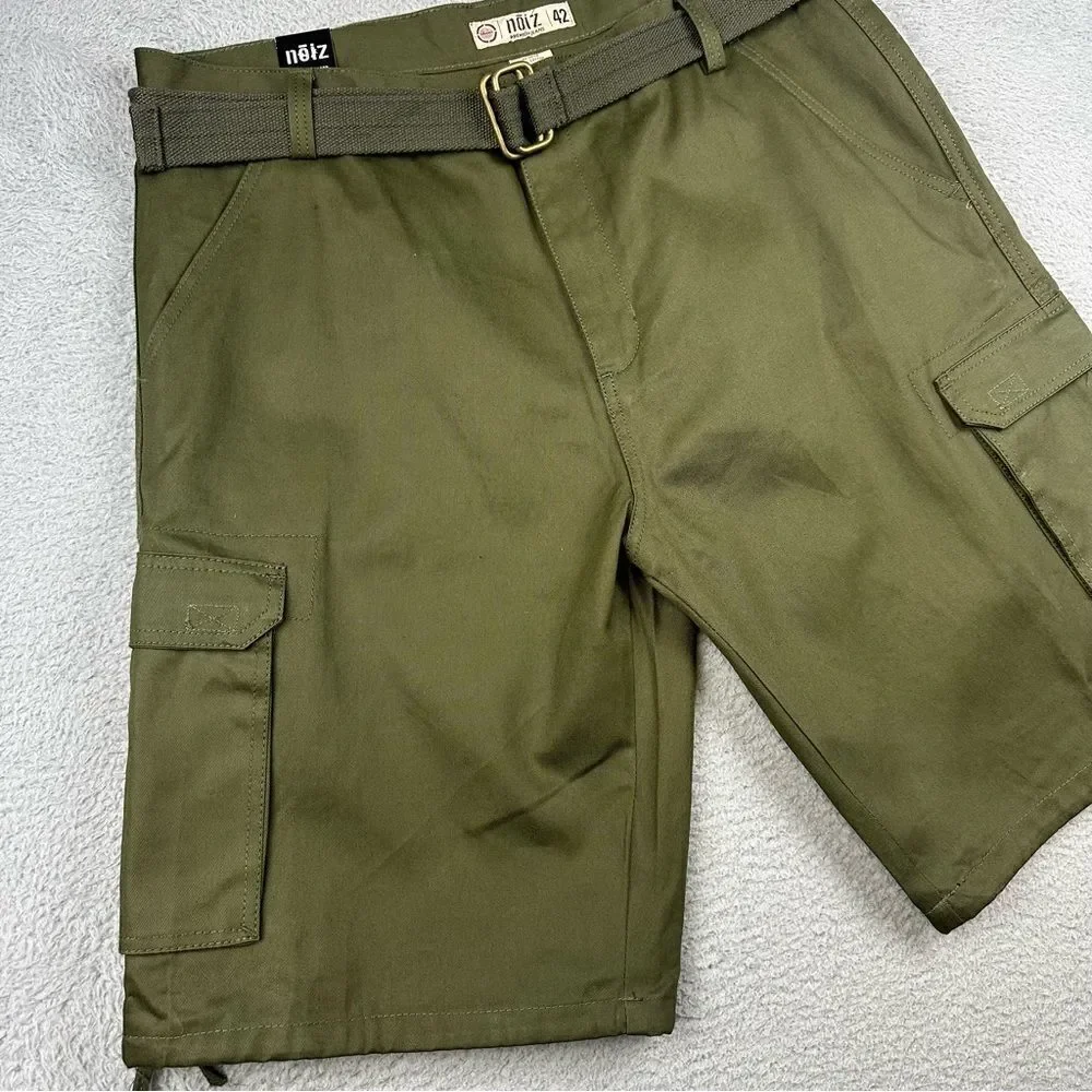 Noiz Cargo Shorts Mens 42 Green Baggy Grunge Belted KP420M 90s Casual 40x12* NEW